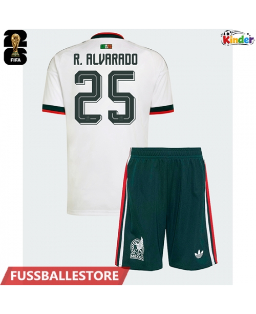 Günstige Mexiko Roberto Alvarado #25 Auswärts Trikotsatzt Kinder WM 2026 Kurzarm (+ Kurze Hosen)